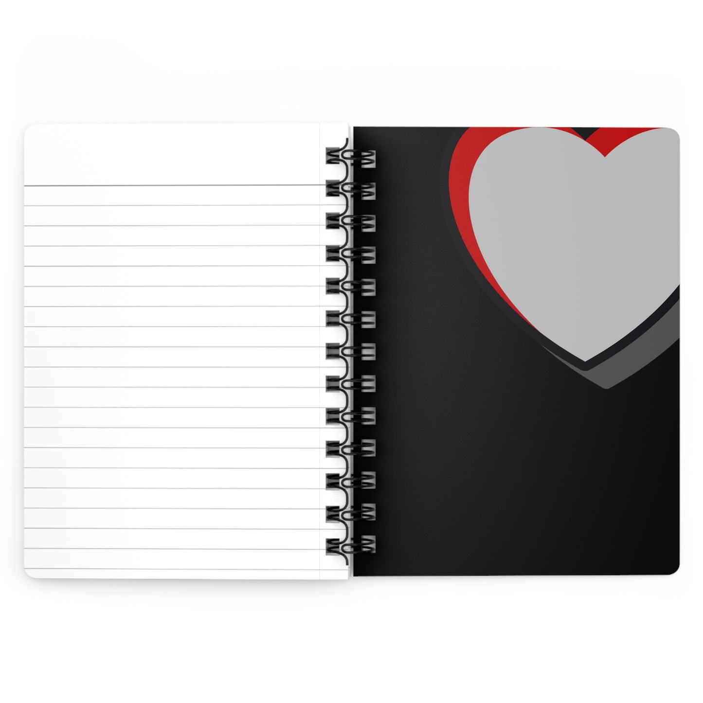 Heart 2 Heart Notebook, Black Colored Notebook, Black Notebook, Heart Design Notebook, Designer Notebook, College Student Notebook, School Notebook, Spiral Bound Journal