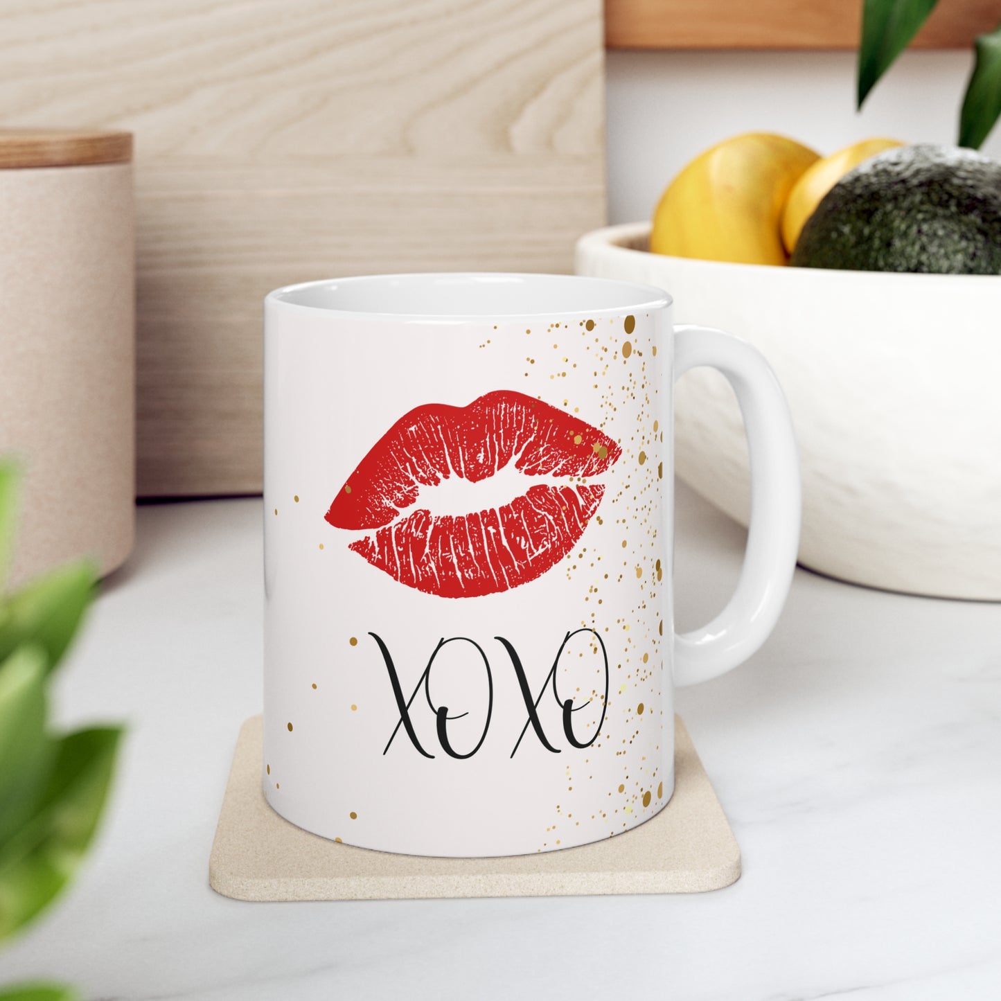 Kiss, Kiss  Coffee Mug, Kiss Coffee Mug, Lips Coffee Mug, Gift for Her, Gift for Friend, Gift for Co-Worker, Gold Coffee Mug, Fashion Coffee Mug, Glamour Coffee Mug,Ceramic Mug 11oz