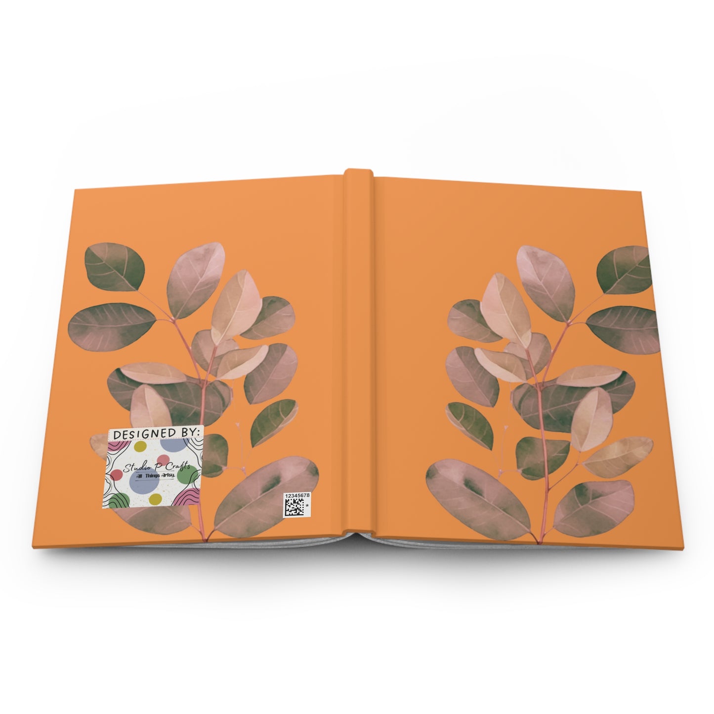 Leaf Vine Hardcover Journal, orange Color Journal, Orange Journal, Cute Hardcover Journals, Cute Journals, Flower Design Journals. Flower Journals, Personal Journal, Hardcover Journal Matte