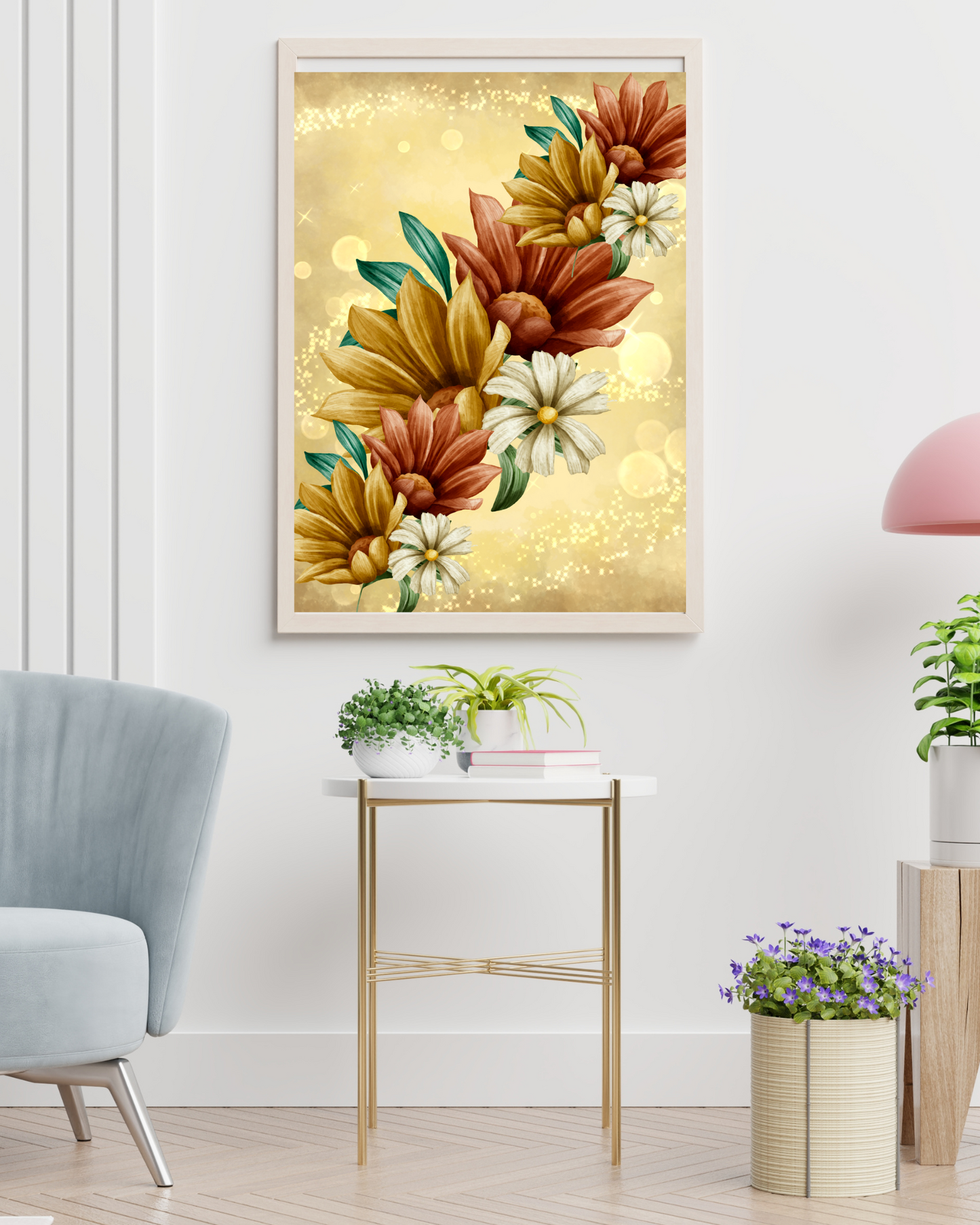 Glamour Gold Wall Decor, Gold Flowers Art, Gold Flowers Printable Art, Wall Decor, Office Decor, Room Decor, Printable Wall Art, Printable Art, Instant Download, Hanging Wall Art, High Quality Art, High Quality Printable